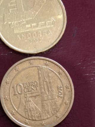 Lote 4 monedas 10 céntimos Andorra y Europa