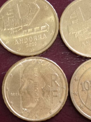 Lote 4 monedas 10 céntimos Andorra y Europa