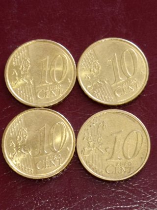 Lote 4 monedas 10 céntimos Andorra y Europa