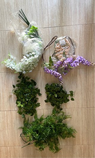 Lote flores y plantas decorativas artificiales