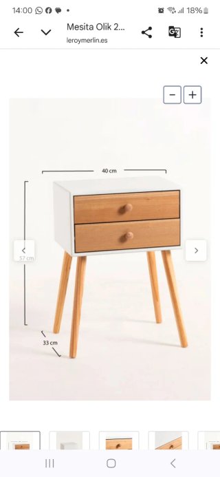 Mesita de noche blanca y madera