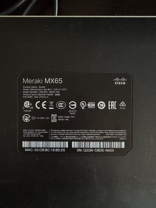 Router Cisco Meraki MX65