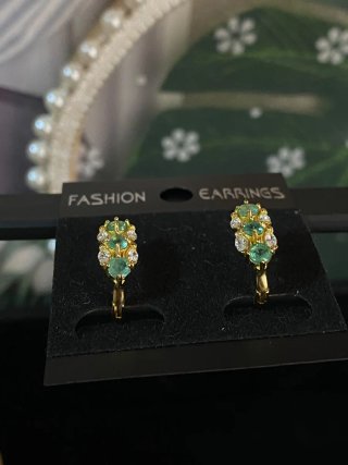 Pendientes Plata Esmeralda Natural