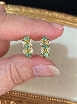 Pendientes Plata Esmeralda Natural