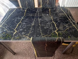 Mesa comedor y 6 sillas mármol negro