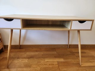 Escritorio Nórdico 120cm 2 Cajones Madera Blanca