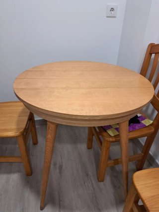 Mesa redonda extensible de madera