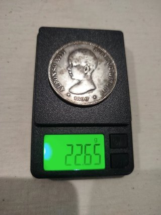 Duro 5 Pesetas Alfonso XIII 1890