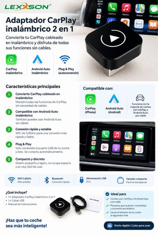 Adaptador CarPlay y Android Auto Inalámbrico