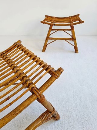 Set 2 banquetas Bambú Boho Chic | Vintage 70s