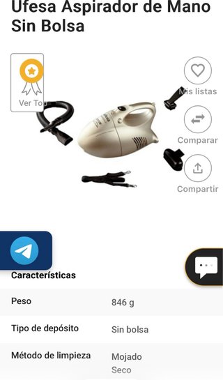 Aspirador UFESA 800W Sin Bolsa Portatil -