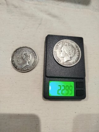 Lote 2  Duros Alfonso XIII 5 Pesetas 1893
