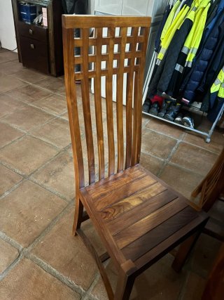 Mesa con mármol y 6 Sillas Madera Maciza
