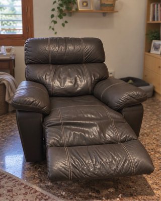 Sillón reclinable piel marrón 360°