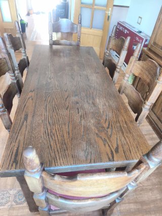 Mesa comedor madera maciza con 6 sillas y mueble