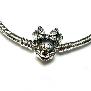 Pulsera Minnie Mouse Cadena Serpiente Plata