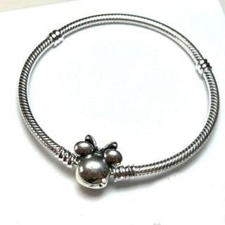 Pulsera Minnie Mouse Cadena Serpiente Plata