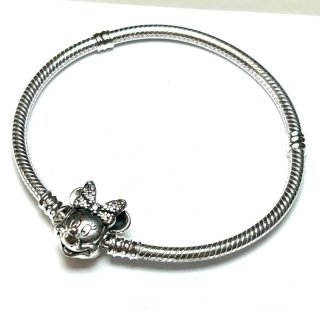Pulsera Minnie Mouse Cadena Serpiente Plata