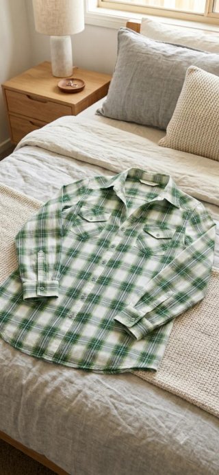 Camicia a quadri verde e bianca