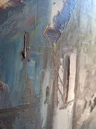 ​Cuadro al óleo sobre lienzo - Paisaje urbano