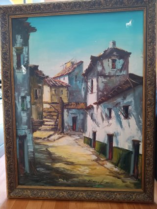 ​Cuadro al óleo sobre lienzo - Paisaje urbano