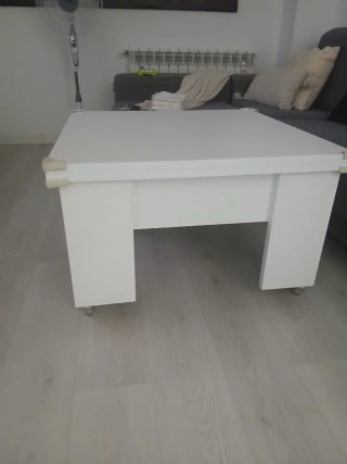 Mesa centro elevable blanca