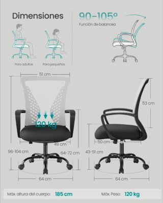 Silla de oficina ergonómica negra y gris