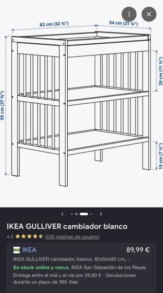 Cambiador Ikea Gulliver Blanco