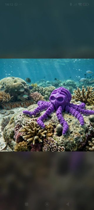 Pulpo articulado morado y tentáculos blanco