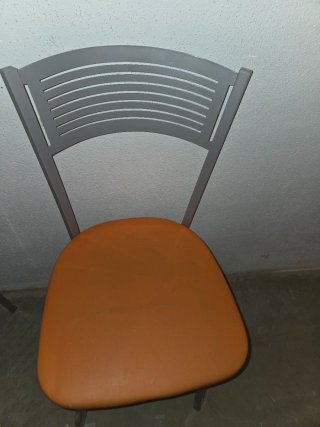 Juego de 2 Sillas Cocina Naranja y Plata