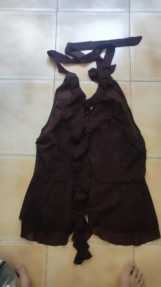 Blusa volantes marrón