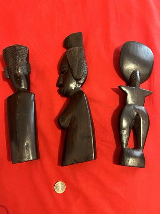 Lote de 3 Figuras africanas de ébano antiguas