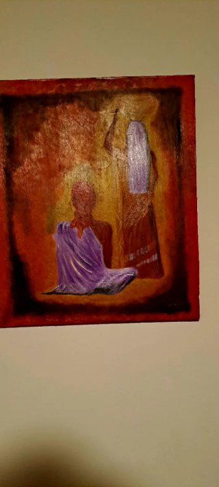 Cuadro al óleo étnico africano