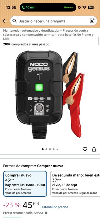 Cargador y Mantenedor Baterías NOCO Genius 1
