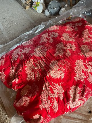 Colchón de lana con estampado floral