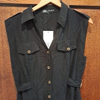 Vestido camisero Zara negro talla M