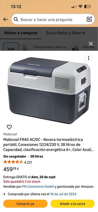 Nevera portátil / Nevera Camper Mobicool FR40
