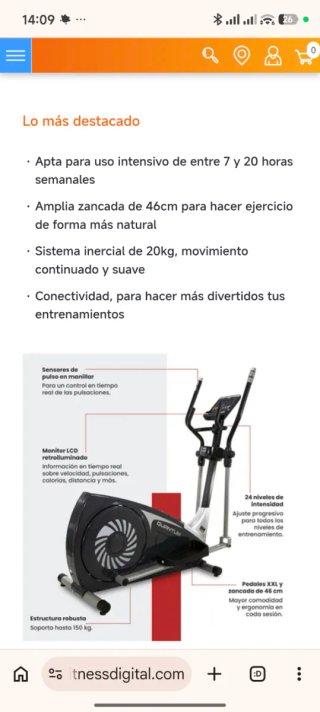 Bicicleta Elíptica BH Quantum i con Bluetooth