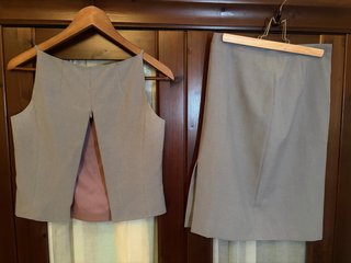 Conjunto Mango Top y Falda Gris/Rosa