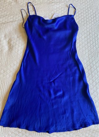 Vestido Bershka Satén Azul Talla M