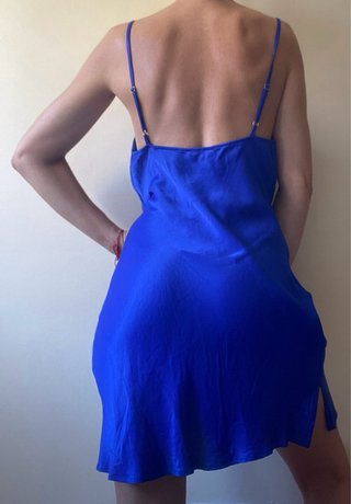 Vestido Bershka Satén Azul Talla M
