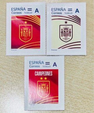 Conjunto sellos España fútbol Campeones