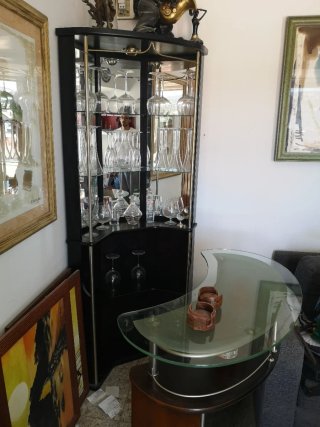 Mueble Bar Esquinero Cristal y Metal