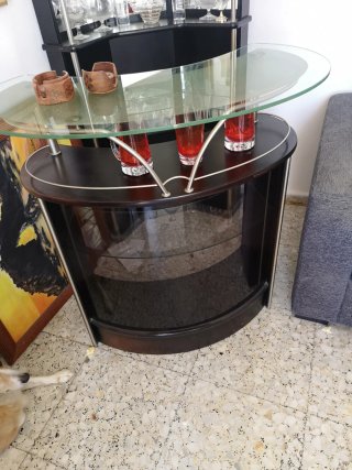 Mueble Bar Esquinero Cristal y Metal