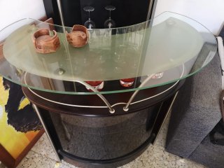 Mueble Bar Esquinero Cristal y Metal