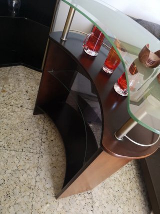 Mueble Bar Esquinero Cristal y Metal