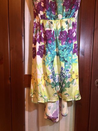 Vestido Mango floral verde y morado