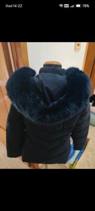 Cappotto donna blu con cappuccio