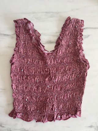 Camiseta Mango Fruncida Estampada Talla XS
