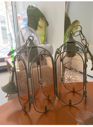 Faroles Shabby Chic Vidrio Grabado